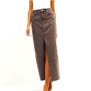 REFORMATION Tazz Denim Maxi Skirt in Vintage Espresso Wash
